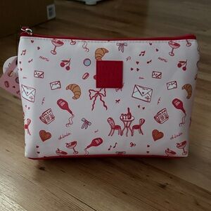 Red and White Cosmetic Bag